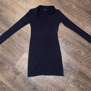 Zara Collared Black Mini Dress